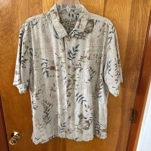 Batik Bay Men's Hawaiian Shirt 100% Silk Bottle Pineapple Palm Tree Size XL